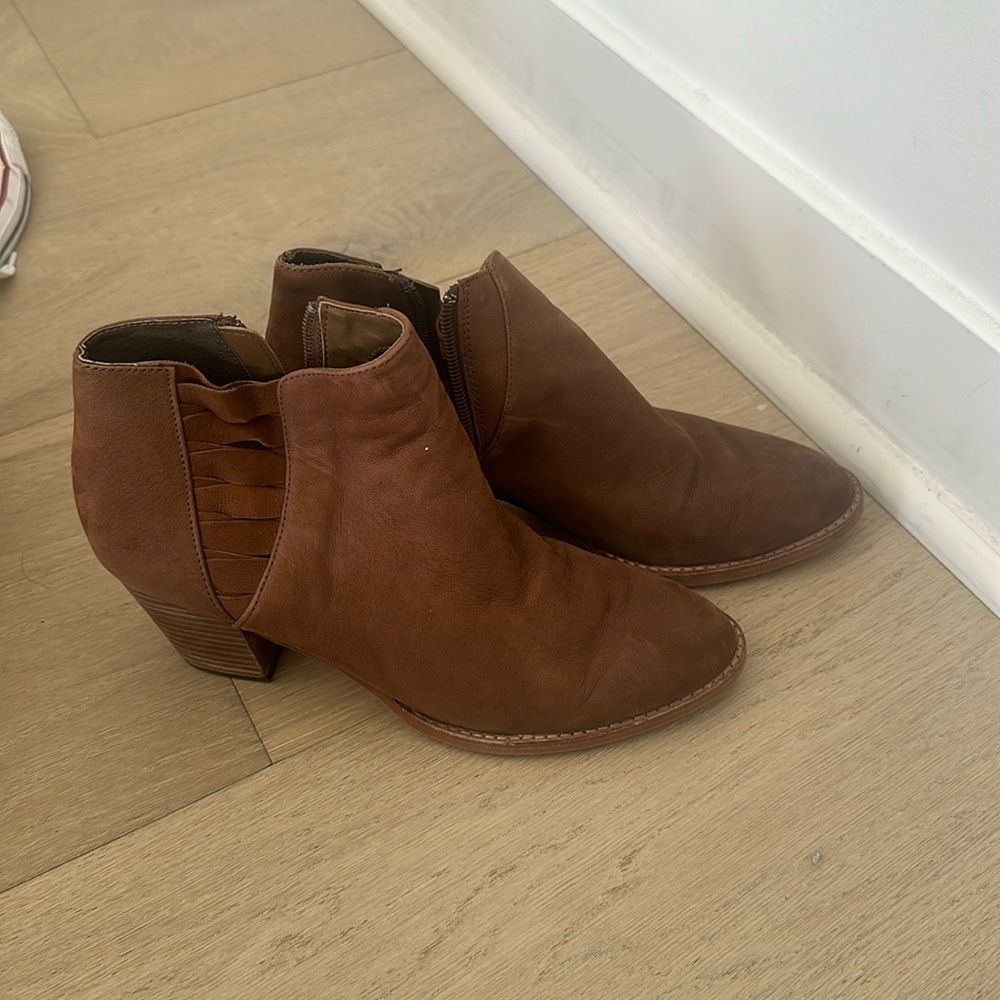 Brown heeled booties
